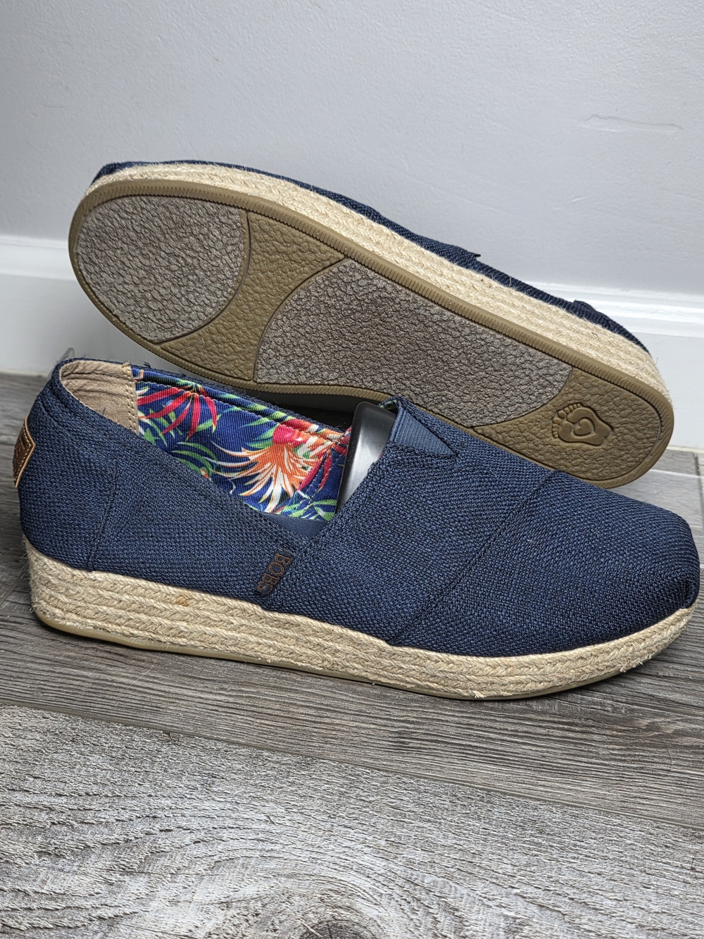 BOBS Skechers Highlights High Jinx Wedge Espadrille Slip-On Shoes Sz 11W *NWOB